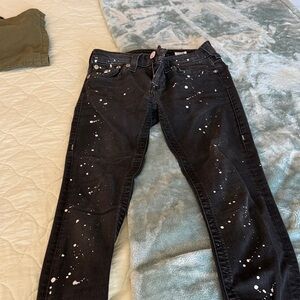 True Religion Black Jeans with White Splatter